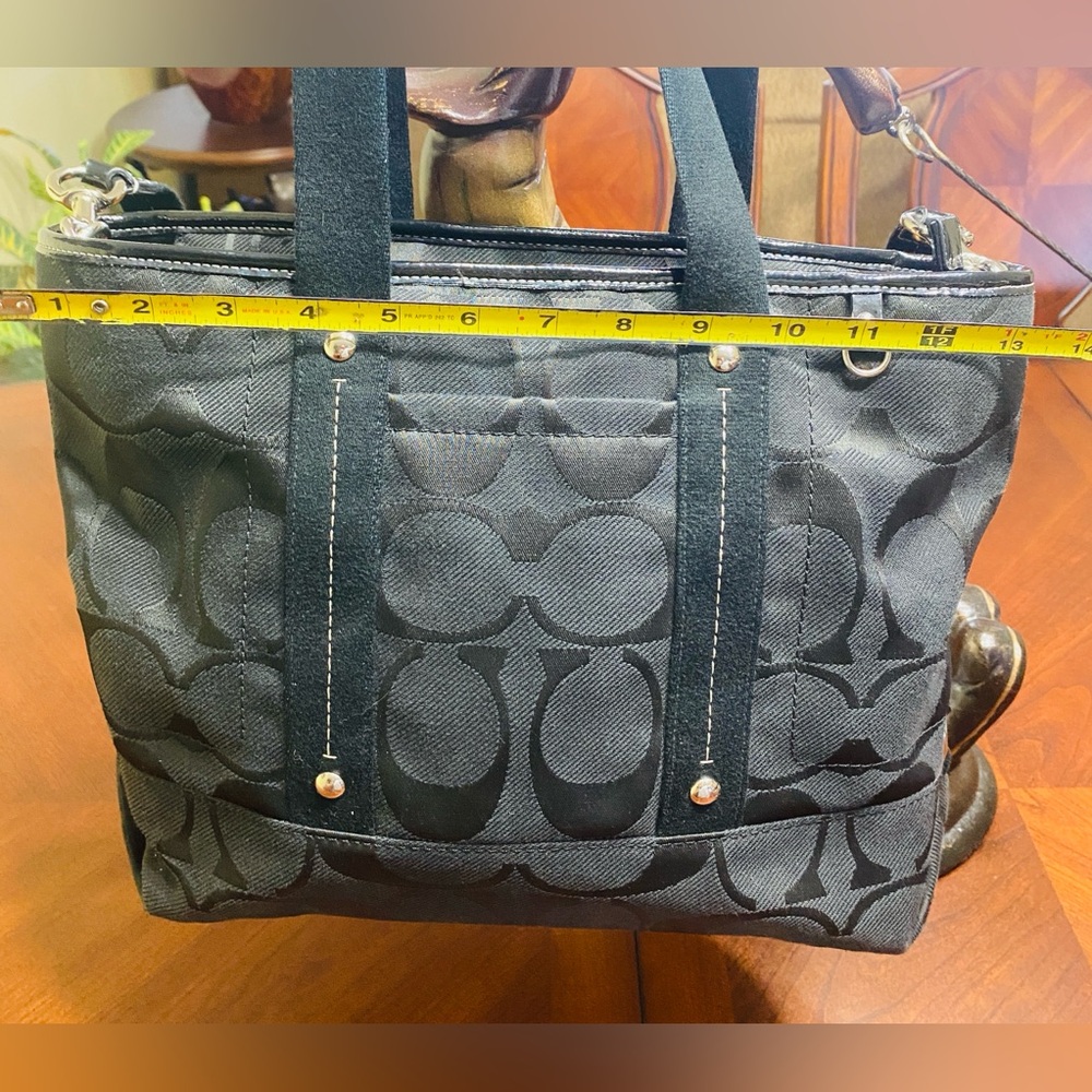 Coach Black Monogram Shoulder Bag with Adjustable Strap - Picture 15 of 16